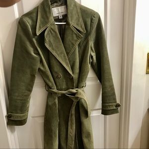 Green suede trench
